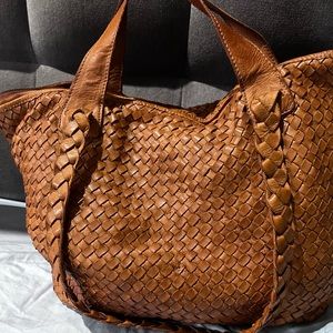 Gorgeous Cognac Leather Weaved Satchel
